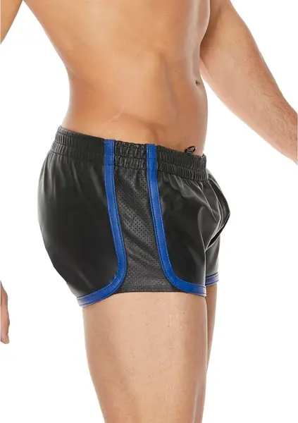 Rimba Leather Shorts S/M Blue - Ventilated Adjustable Waistband
