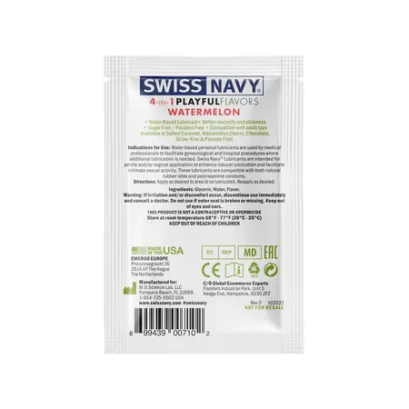 Swiss Navy 4-in-1 Watermelon Flavored Lubricant 5ml Travel Sachet