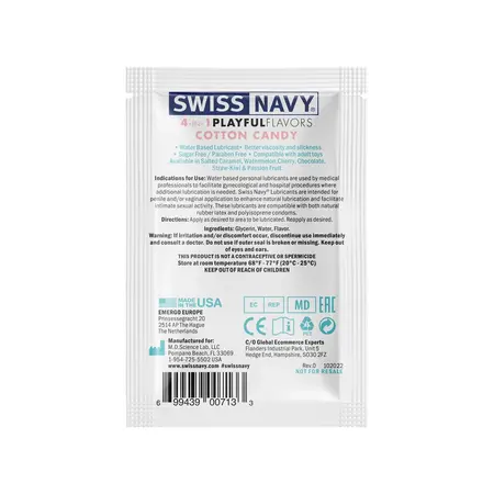 Swiss Navy 4-in-1 Cotton Candy Flavored Lubricant 5 ml Sachet