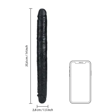 RealRock Slim Dvostrani 14'' Intimni Uređaj Crni Fleksibilan 35.6cm