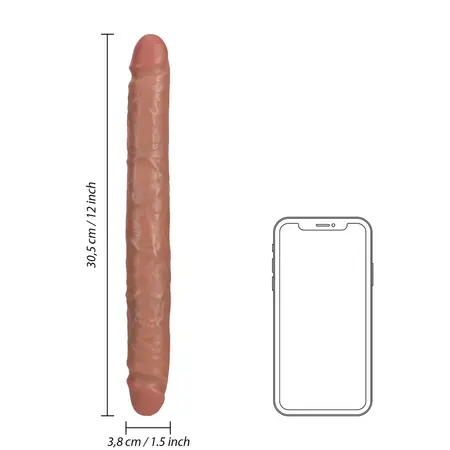 RealRock Slim Dvostrani Intimni Model 30.5 cm - Prirodno Smeđa