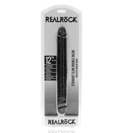 RealRock Slim Dvostrani Model 30.5 cm Crni - Fleksibilna Intimna Igračka