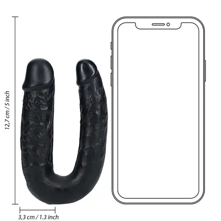 RealRock U-Oblik Intimni Duo Model 12.7 cm Crni Fleksibilan Dizajn