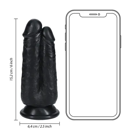 RealRock Dva-u-Jednom Crni Dvostrani Intimni Model 12.7/15.2 cm