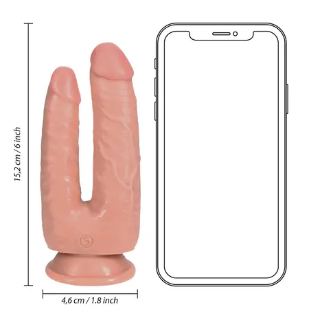 RealRock Double Trouble Model 5/6 - Dual-Ended Intimate Device, Flesh, 12.7/15.2 cm