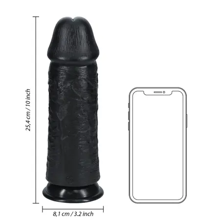 RealRock Extra Thick Model 25.4 cm Black - Anatomically Straight Design