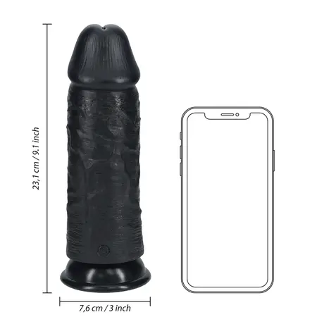 RealRock Model 9 Ravni Intimni Uređaj 23 cm Crni Silikon