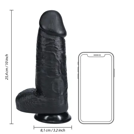 RealRock Ekstra Debeo Intimni Uređaj 25.4 cm Crni sa Usisnom Bazom