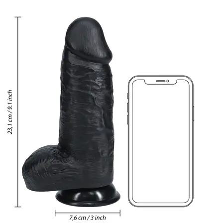 RealRock Ekstra Debeo 23 cm Anatomski Model sa Usisnom Čašom - Crna