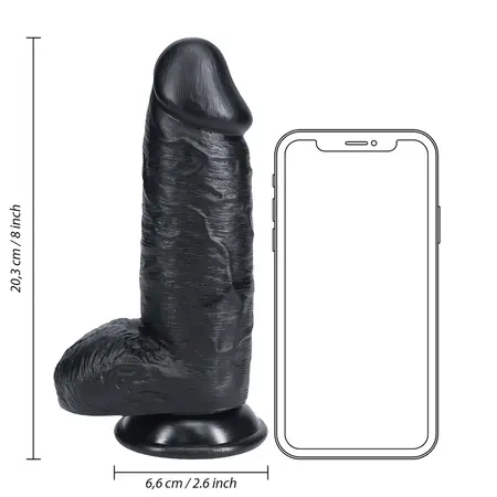 RealRock Ekstra Debeo Crni 20.3 cm Anatomski Model sa Usisnom Bazom