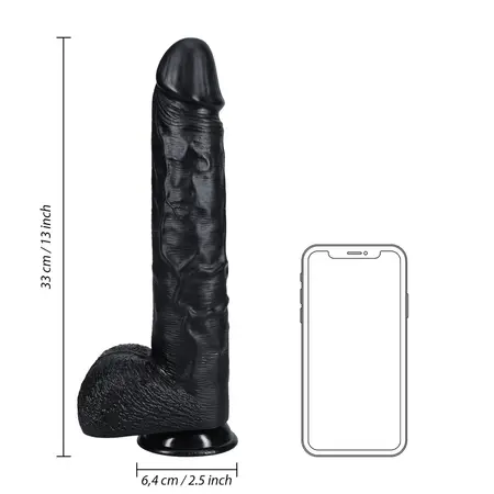 RealRock Black 33cm Anatomical Model with Base and Detailed Structure