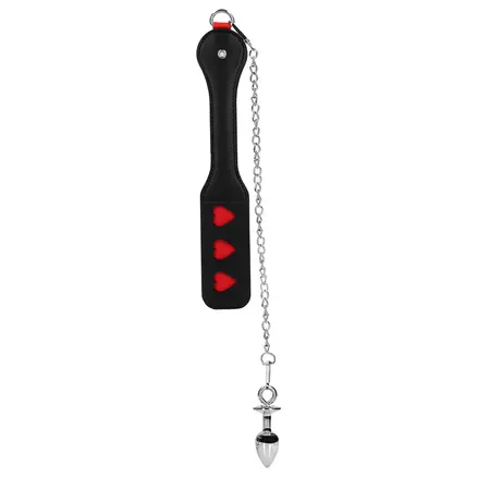 Ouch! Hearts Paddle & Metal Plug Set Black - Dizajn sa lancima