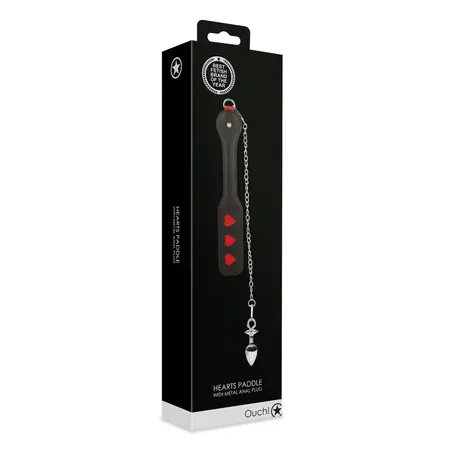 Ouch! Hearts Paddle & Metal Plug Set Black - Dizajn sa lancima