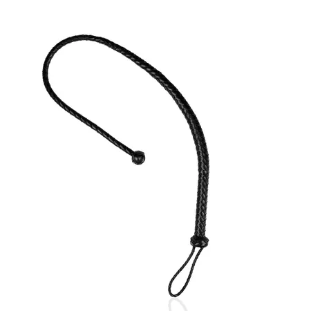 EasyToys PU Leather Whip Black 122cm sa detaljem čvora na ručki