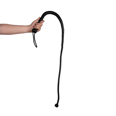 EasyToys PU Leather Whip Black 122cm sa detaljem čvora na ručki