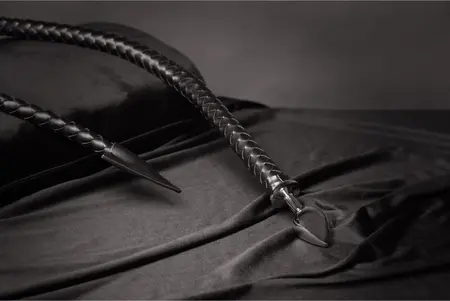 Ouch! Metalni čep sa PU Leather đavoljim repom - Crna, Srednja veličina