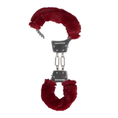 EasyToys Furry Adjustable Metal Handcuffs Red Soft Plush Finish