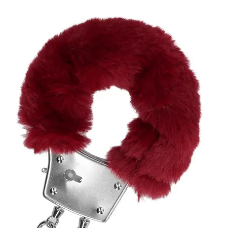 EasyToys Furry Adjustable Metal Handcuffs Red Soft Plush Finish