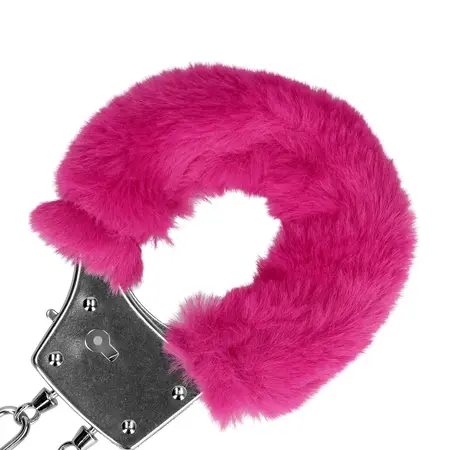 Loving Joy Krzneno-metalne lisice Roze - Podesive plišane restrikcije