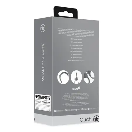 Ouch! Adjustable Metal Handcuffs Silver - Secure Locking System