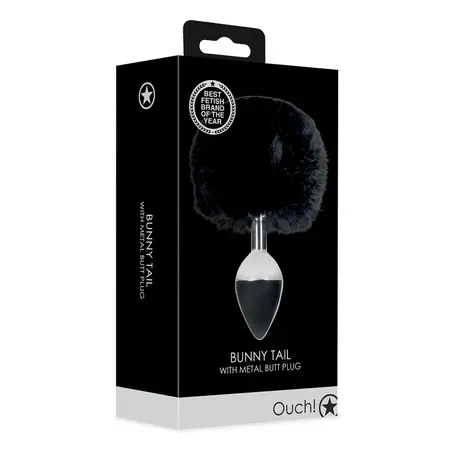 DiGiTails Black Metal Plug with Soft Bunny Tail - Compact Size