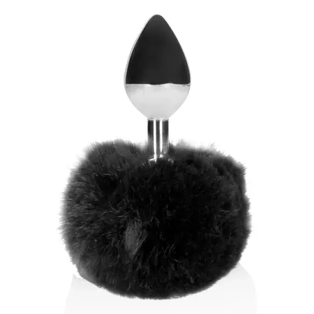 DiGiTails Black Metal Plug with Soft Bunny Tail - Compact Size