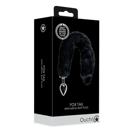 Sinner Gear Fox Tail Intimate Plug Metal Black - Fluffy Accessory