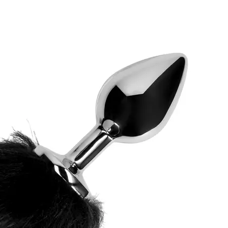 Sinner Gear Fox Tail Intimate Plug Metal Black - Fluffy Accessory
