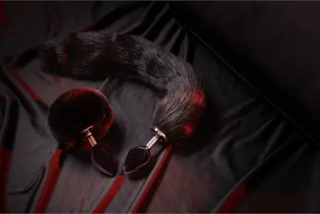 Sinner Gear Fox Tail Intimate Plug Metal Black - Fluffy Accessory