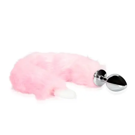 EasyToys LED lisičji rep Roze - Metalni čep sa osvetljenim pufnim repom