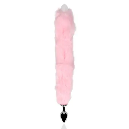 EasyToys LED lisičji rep Roze - Metalni čep sa osvetljenim pufnim repom