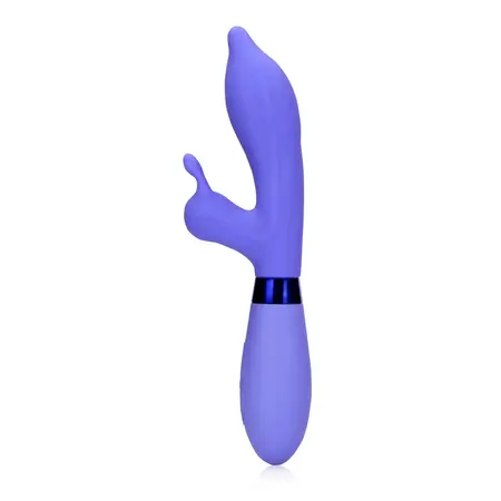 Loveline silikonski šiljasti vibrator za dualnu stimulaciju, roze, 20 cm