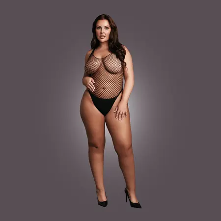 OSX body intimna odeća crna mrežasti dizajn plus size XL-4XL