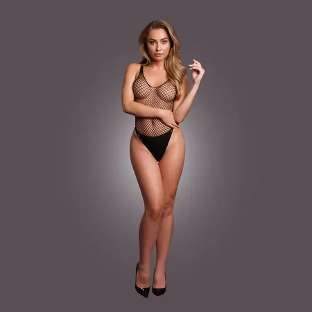 Shots OUCH! Bodysuit Fishnet Pattern Black One Size Adjustable