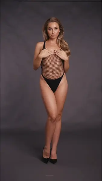 Shots OUCH! Bodysuit Fishnet Pattern Black One Size Adjustable