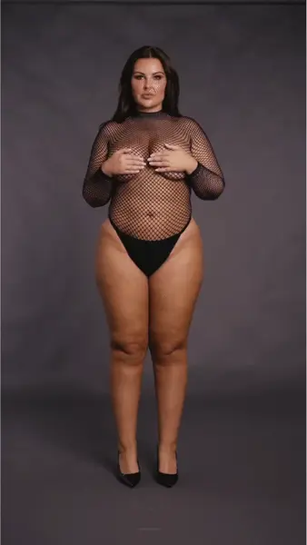 OSX crni body sa mrežastom strukturom i dolčevitom, plus size