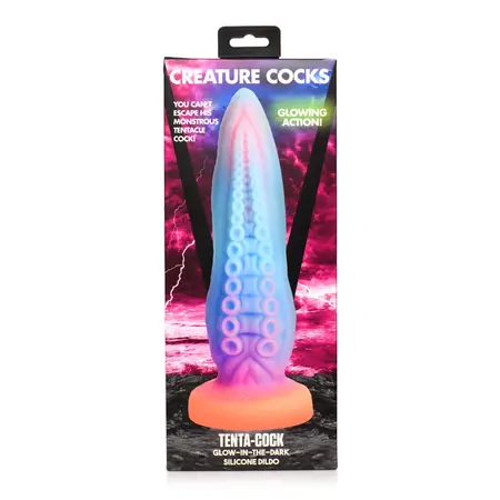 XR Brands Tenta Arm Silicone Model Glow-in-the-Dark Blue-Purple-Orange
