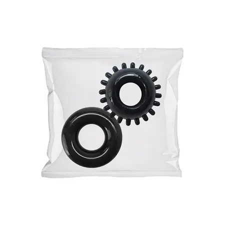 Blush Performance 2-Piece C-Ring Set Black TPE Body-Safe - 50-Pack Bowl