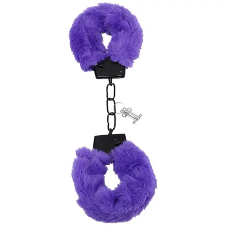 Doc Johnson Fluff Cuffs Intimate Restraints Soft Faux Fur Purple