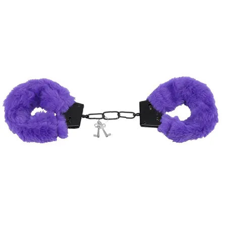 Doc Johnson Fluff Cuffs Intimate Restraints Soft Faux Fur Purple