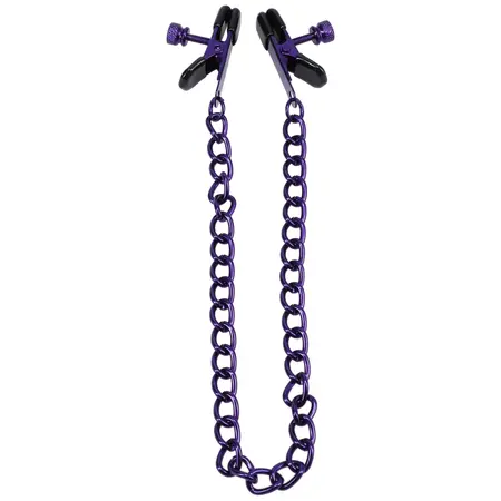 NS Novelties Chained Up Adjustable Nipple Clamps Purple