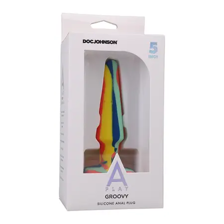 A-Play Groovy Silikonski Višebojni Čep 12 cm - Sužena Baza za Udobnost