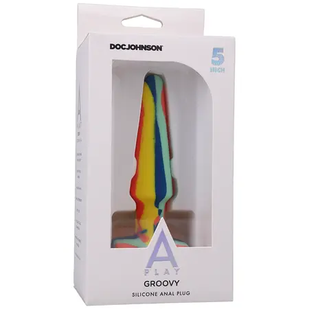 A-Play Groovy Silikonski Višebojni Čep 12 cm - Sužena Baza za Udobnost