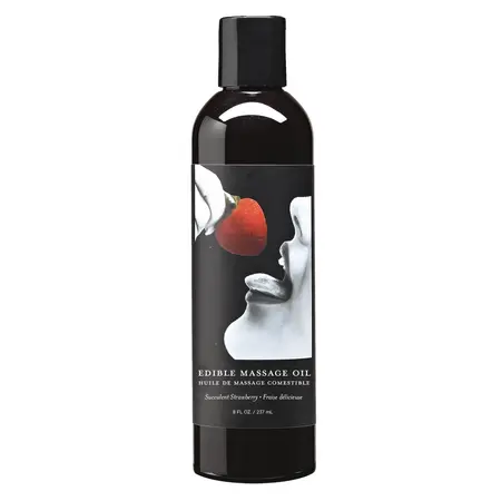 Earthly Body Hemp Seed Massage Oil Strawberry 237ml - Edible, Nourishing Formula