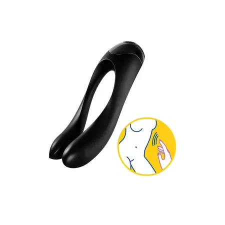 Satisfyer Candy Cane Kompaktni Prstni Vibrator, Crno-Narandžasti, Ergonomski Dizajn