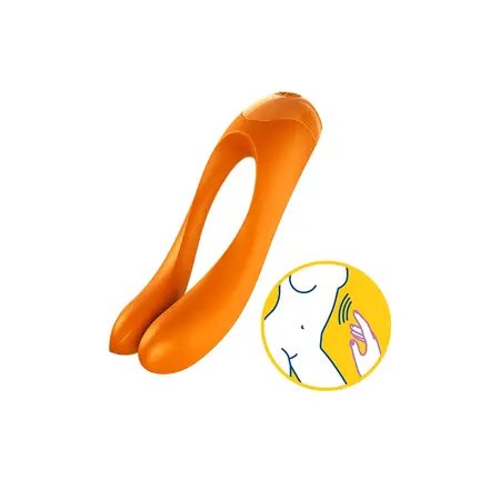 Satisfyer Candy Cane Mini Vibrator, Crno-Narandžasti, Kompaktni Prstni Model