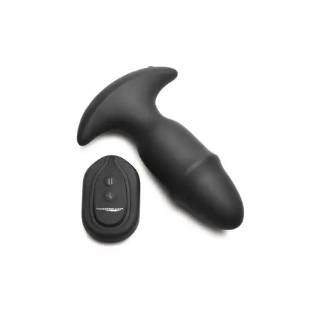 XR Brands Butt Slider silikonski intimni čep crni - klizeći i vibrirajući