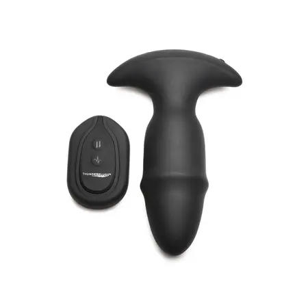 XR Brands Butt Slider silikonski intimni čep crni - klizeći i vibrirajući