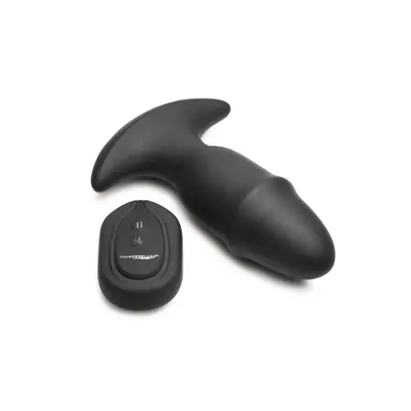 XR Brands Butt Slider silikonski intimni čep crni - klizeći i vibrirajući