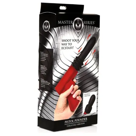XR Brands Thrusting Pistola Silicone Vibrator Red Waterproof USB